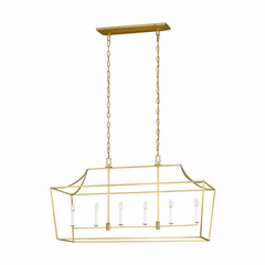Chapman & Myers Southold 6-LT Linear Lantern - Burnished Brass - CC1036BBS Chapman & Myers Southold 6-LT Linear Lantern - Burnished Brass - CC1036BBS