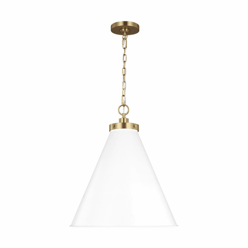 Chapman & Myers Wellfleet 1-LT Large Cone Pendant - Matte White - CP1281MWTBBS