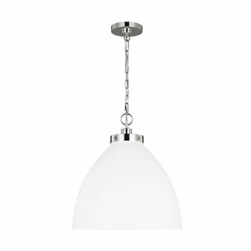 Chapman & Myers Wellfleet 1-LT Large Dome Pendant - Matte White - CP1301MWTPN