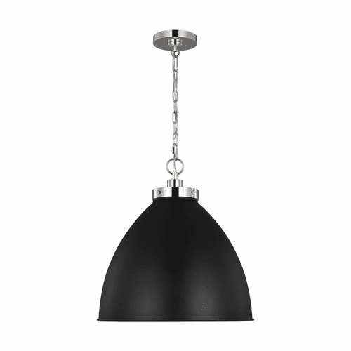 Chapman & Myers Wellfleet 1-LT Large Dome Pendant - Midnight Black - CP1301MBKPN