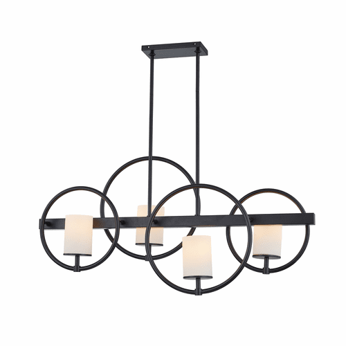 Cirque 4-Light Island Chandelier - Matte Black - FSN-4370-OPAL-MBLK