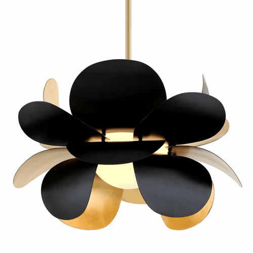 Corbett Ginger 1-LT Pendant - Black And Gold Leaf - 308-43