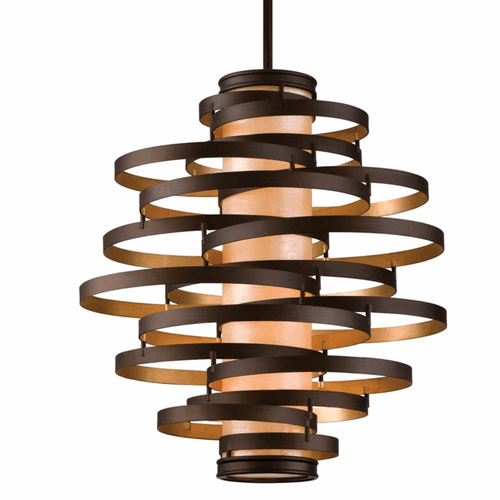 Corbett Vertigo 4-LT Large Pendant - Bronze And Gold Leaf - 113-44