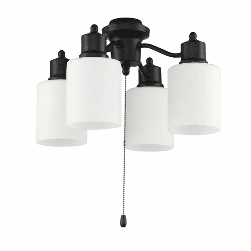 Craftmade 4 Light Universal Fan Light Kit - Flat Black - LK403107-FB-WG-LED