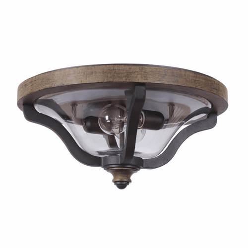 Craftmade Ashwood 2-LT Outdoor Flushmount - Black/ Barrel - Z7937-TBWB