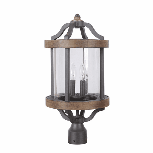 Craftmade Ashwood 2-LT Post Mount - Textured Black/Whiskey Barrel - Z7925-TBWB