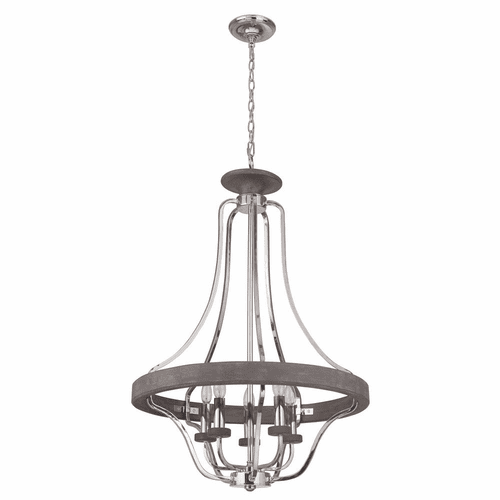 Craftmade Ashwood 5-LT Pendant - Polished Nickel/Greywood - 36545-PLNGRW