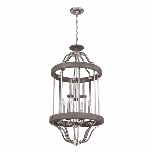 Craftmade Ashwood 9-LT Foyer Light - Polished Nickel/Greywood - 36539-PLNGRW