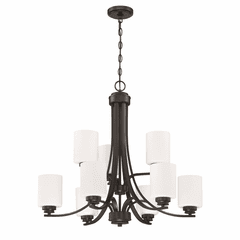 Craftmade Bolden 9-LT Chandelier - Flat Black - 50529-FB-WG