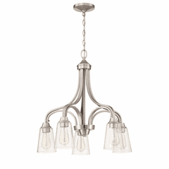 Craftmade Grace 5-LT Down Chandelier - Brushed Polished Nickel - 41915-BNK-CS