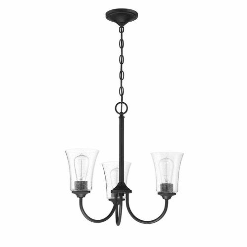 Craftmade Gwyneth 3-LT Chandelier - Flat Black - 50423-FB