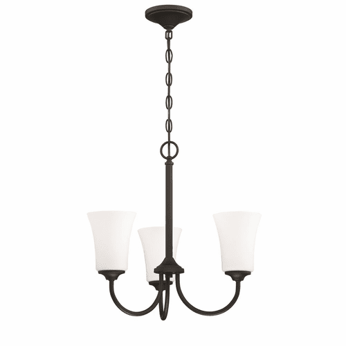 Craftmade Gwyneth 3-LT Chandelier - Flat Black - 50423-FB-WG
