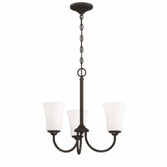 Craftmade Gwyneth 3-LT Chandelier - Flat Black - 50423-FB-WG