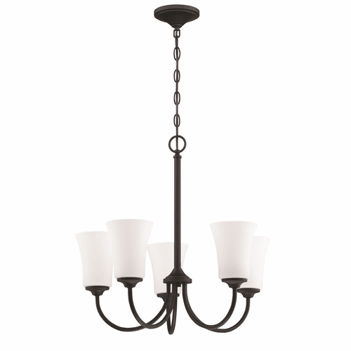 Craftmade Gwyneth 5-LT Chandelier - Flat Black - 50425-FB-WG