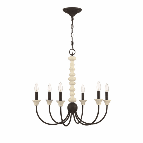 Craftmade Meadow Place 6-LT Chandelier - Cottage White/Espresso - 52626-CWESP