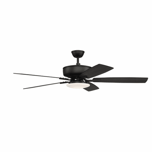 Craftmade Pro Plus 52" Ceiling Fan w/Light Kit - Flat Black - P112FB5-52FBGW