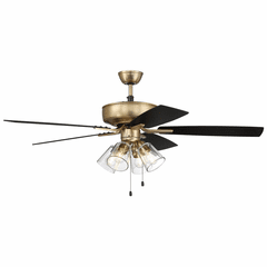 Craftmade Pro Plus 52" Ceiling Fan w/Light Kit - Satin Brass - P104SB5-52BWNFB Craftmade Pro Plus 52" Ceiling Fan w/Light Kit - Satin Brass - P104SB5-52BWNFB