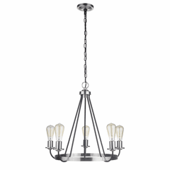 Craftmade Randolph 5-LT Chandelier - Black/Polished Nickel - 50325-FBBNK