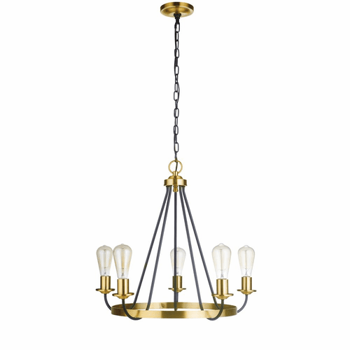 Craftmade Randolph 5-LT Chandelier - Flat Black/Satin Brass - 50325-FBSB