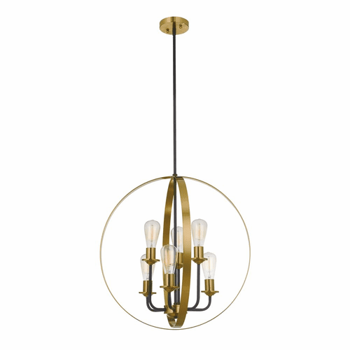 Craftmade Randolph 6-LT Foyer Light - Flat Black/Satin Brass - 50336-FBSB