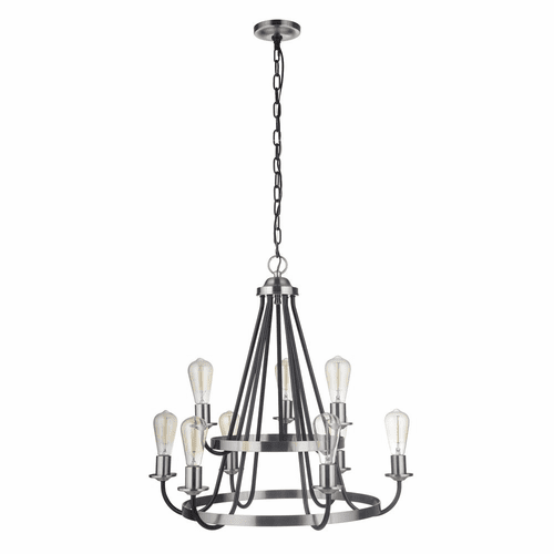 Craftmade Randolph 9-LT Chandelier - Black/Polished Nickel - 50329-FBBNK