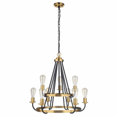 Craftmade Randolph 9-LT Chandelier - Flat Black/Satin Brass - 50329-FBSB