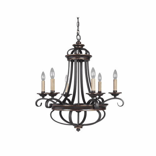 Craftmade Stafford 6-LT Chandelier - Aged Bronze/Textured Black - 38726-AGTB