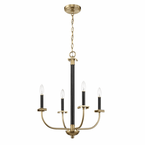 Craftmade Stanza 4 Light Chandelier - Flat Black/Satin Brass - 54824-FBSB
