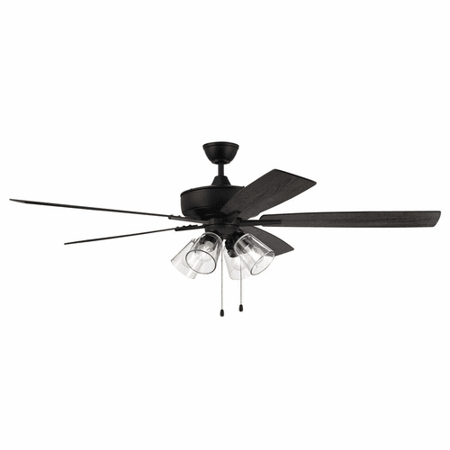 Craftmade Super Pro 60" Ceiling Fan w/Light Kit - Flat Black - S104FB5-60FBGW