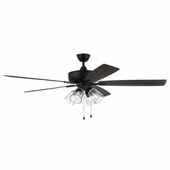 Craftmade Super Pro 60" Ceiling Fan w/Light Kit - Flat Black - S104FB5-60FBGW Craftmade Super Pro 60" Ceiling Fan w/Light Kit - Flat Black - S104FB5-60FBGW