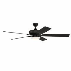 Craftmade Super Pro 60" Ceiling Fan w/Light Kit - Flat Black - S112FB5-60FBGW