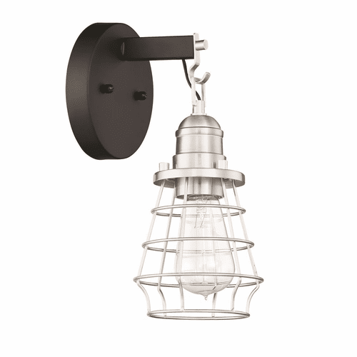 Craftmade Thatcher 1-LT Cage Wall Sconce - Black/Polished Nickel - 50601-FBBNK
