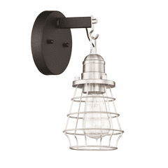 Craftmade Thatcher 1-LT Cage Wall Sconce - Black/Polished Nickel - 50601-FBBNK