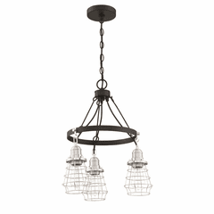 Craftmade Thatcher 3-LT Cage Down Chandelier - Black/Polished Nickel - 50623-FBBNK