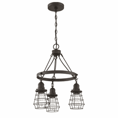 Craftmade Thatcher 3-LT Cage Down Chandelier - Flat Black - 50623-FB