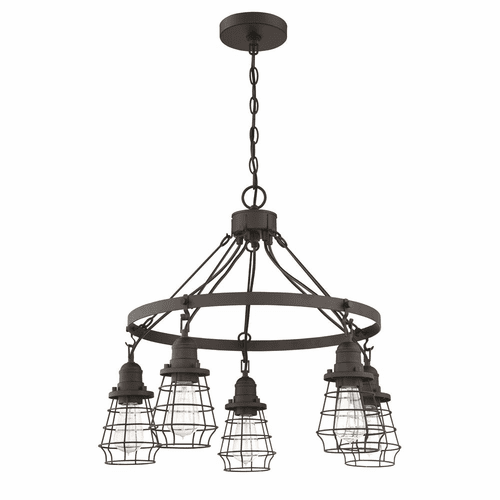 Craftmade Thatcher 5-LT Cage Down Chandelier - Flat Black - 50625-FB