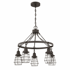 Craftmade Thatcher 5-LT Cage Down Chandelier - Flat Black - 50625-FB