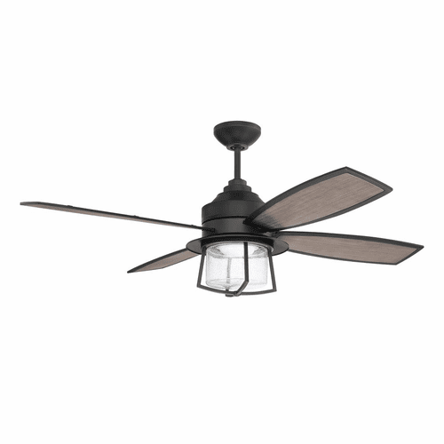 Craftmade Waterfront 52" Ceiling Fan w/Blades, Light Kit - Black  - WAT52FB4