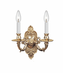 Crystorama 2 Light Polished Brass Cast Brass Wall Mount III - 642-PB