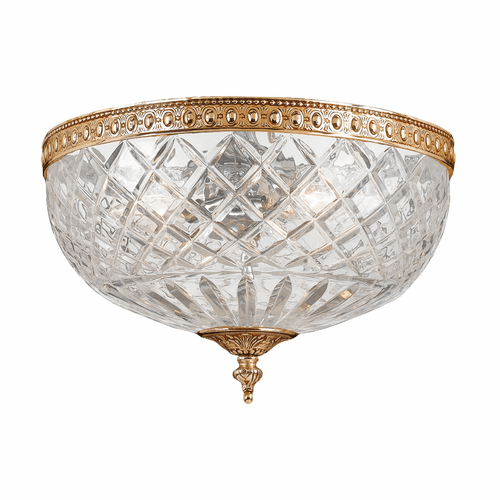 Crystorama 3 Light Brass Crystal Ceiling Mount - 117-12-OB
