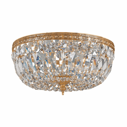 Crystorama 3 Light Clear Italian Crystal Brass Flush Mount - 712-OB-CL-I