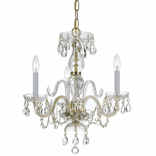 Crystorama 3 Light Mini Chandelier - Polished Brass - 5044-PB-CL-I