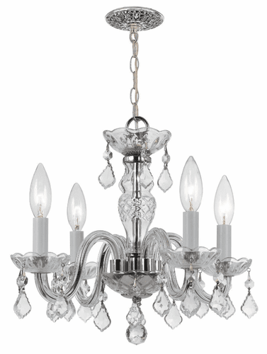 Crystorama 4 Light Clear Italian Crystal Chrome Mini Chandelier I - 1064-CH-CL-I