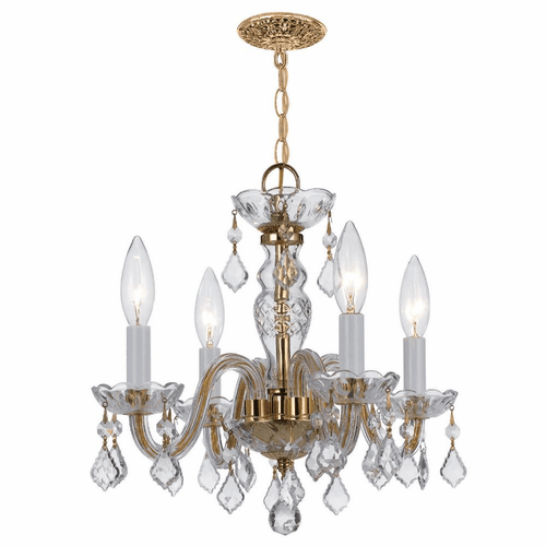 Crystorama 4 Light Mini Chandelier - Polished Brass - 1064-PB-CL-I