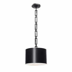 Crystorama Alston 1 Light Chandelier - Matte Black + White - 8683-MK-WH