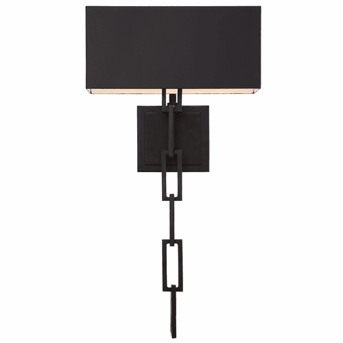 Crystorama Alston 2 Light Wall Mount - Matte Black + White - 8682-MK-WH