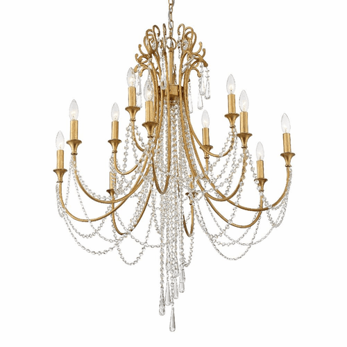 Crystorama Arcadia 12 Light Chandelier - Antique Gold - ARC-1909-GA-CL-MWP