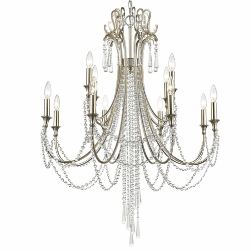 Crystorama Arcadia 12 Light Chandelier - Antique Silver - ARC-1909-SA-CL-MWP