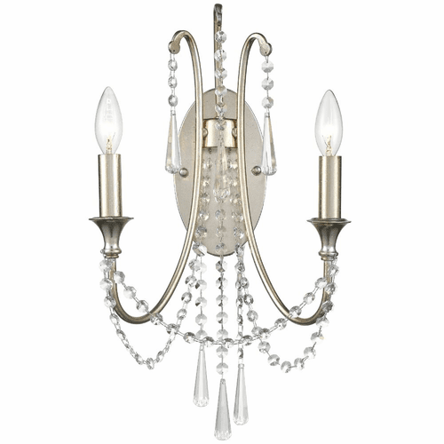 Crystorama Arcadia 2 Light Wall Mount - Antique Silver - ARC-1902-SA-CL-MWP