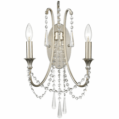 Crystorama Arcadia 2 Light Wall Mount - Antique Silver - ARC-1902-SA-CL-MWP